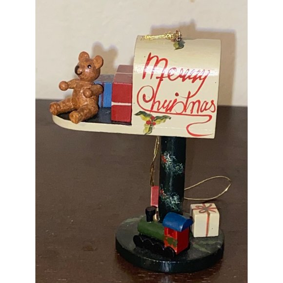 Vintage Merry Christmas Mailbox Train & Presents Kathe Wohlfahrt Hand Painted - Picture 1 of 5